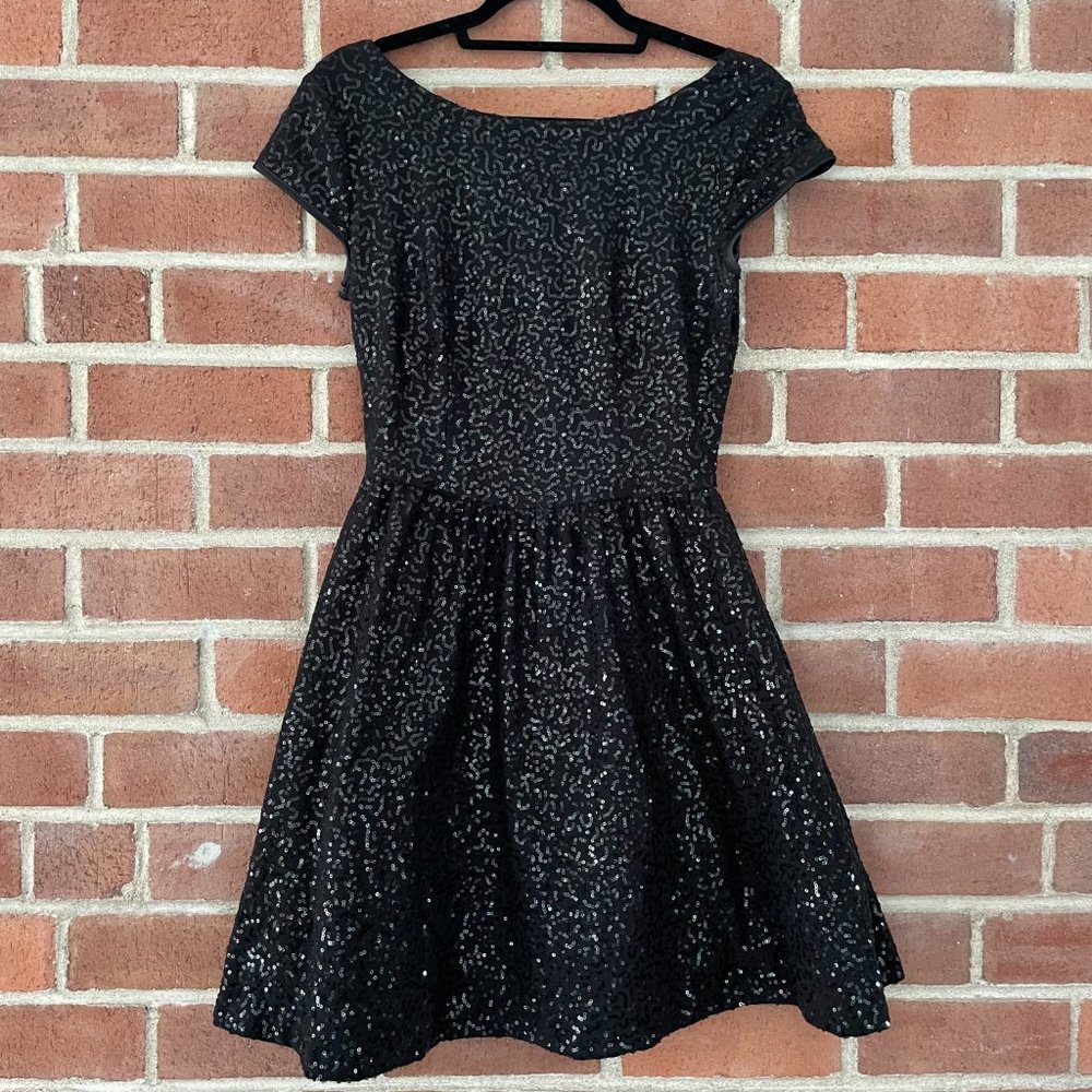 dELiA*s Black Sequin, Short-Sleeve Cocktail/Mini Dress (Size 7/8)